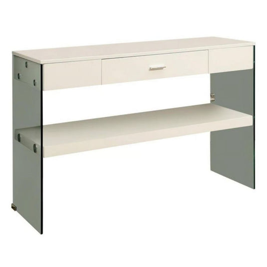 Stub 47" Wood Sofa Console Table, 1 Drawer, Glossy White By Casagear Home