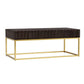 Bran 48" Rectangular 2 Drawer Coffee Table, Brown, Gold By Casagear Home