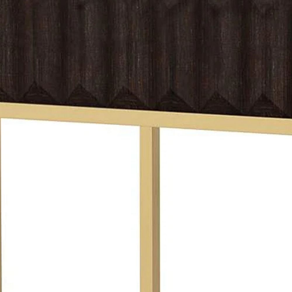 Bran 24 Modern Side End Table Gold Steel Base Brown Wood By Casagear Home BM300728