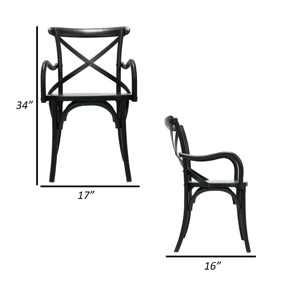 Rhy 18 Dining Armchairs Set of 2 Crossed Backrests Black By Casagear Home BM300774