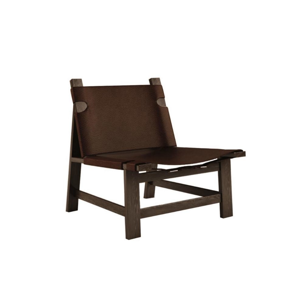 33" Accent Chair, Leather Upholstery, Rich Brown Wood By Casagear Home