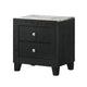 Yoh 23" 2 Drawer Nightstand, Marble Top, Metal Knobs, Black By Casagear Home