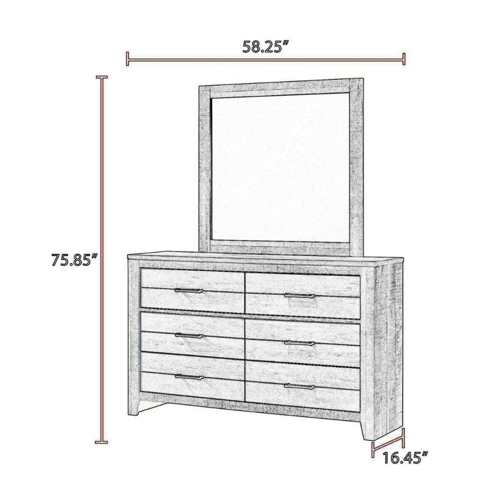 Yaz 58 6 Drawer Dresser Bar Handles White and Gray By Casagear Home BM300832