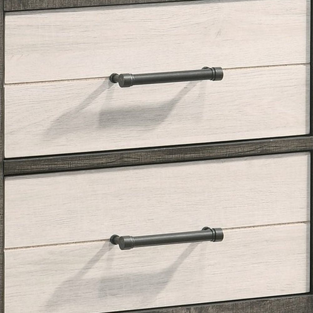 Yaz 25 2 Drawer Nightstand Bar Handles White and Gray By Casagear Home BM300834