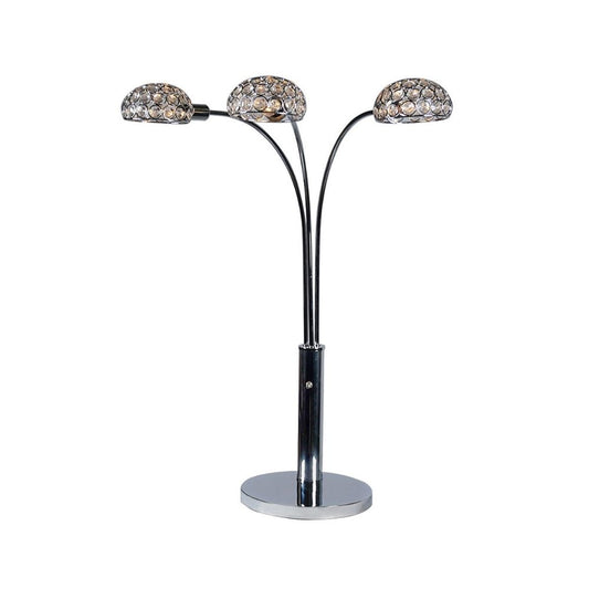 Arya 33" Arcing 3 Light Table Lamp, Crystal Accents, Chrome By Casagear Home