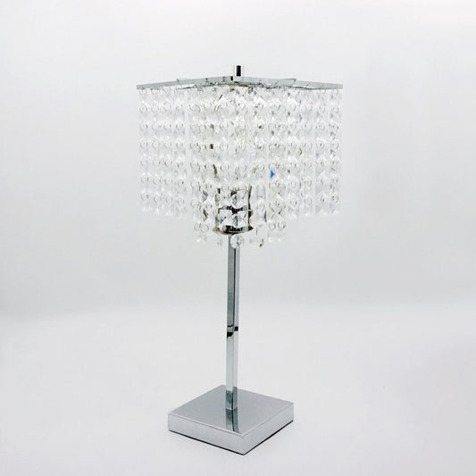 20" Table Lamp, Hanging Crystal Accent Shade, Chrome Base By Casagear Home