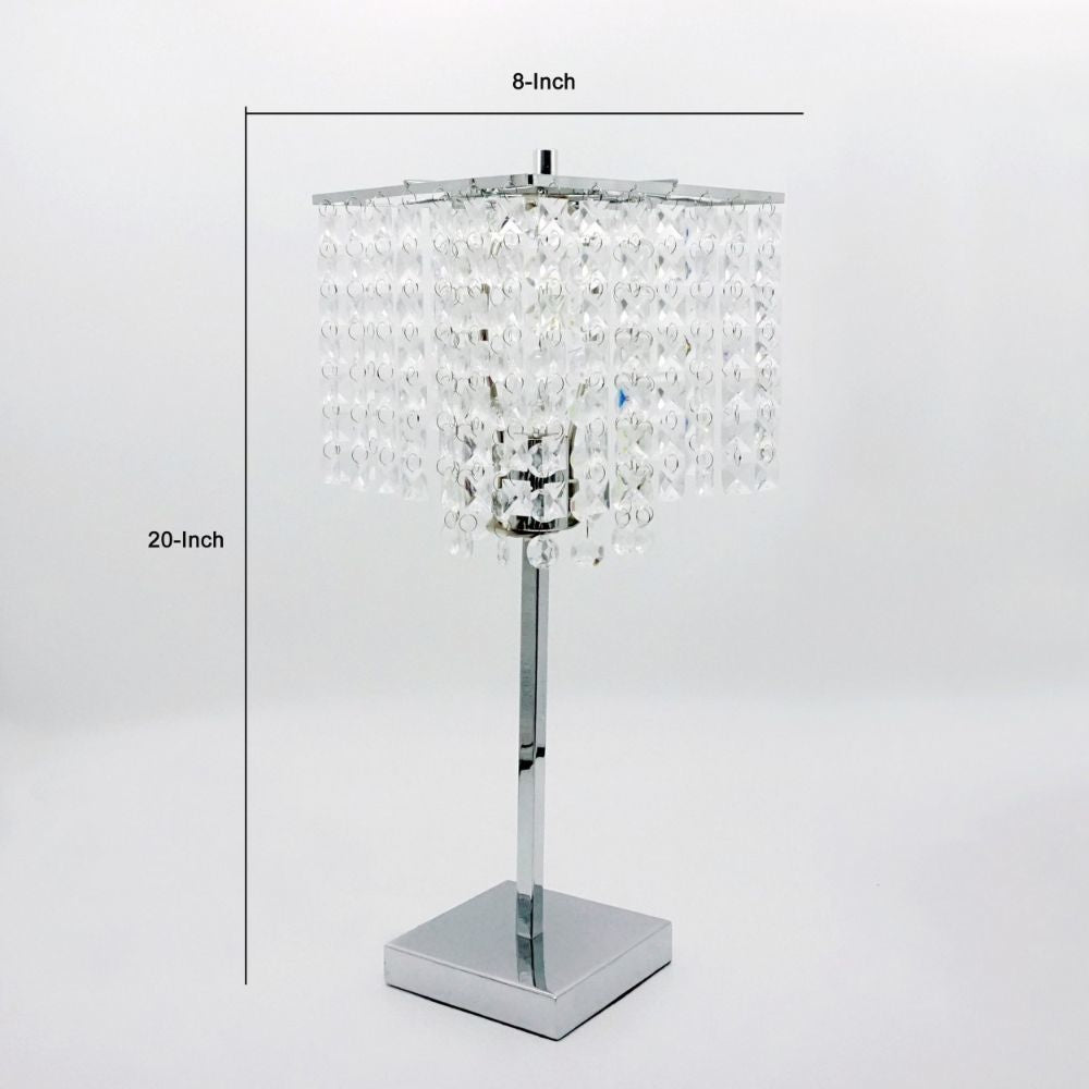 20 Table Lamp Hanging Crystal Accent Shade Chrome Base By Casagear Home BM300850