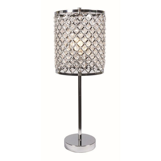 24" Table Lamp, Crystal Shade, Metal Accents, Chrome By Casagear Home