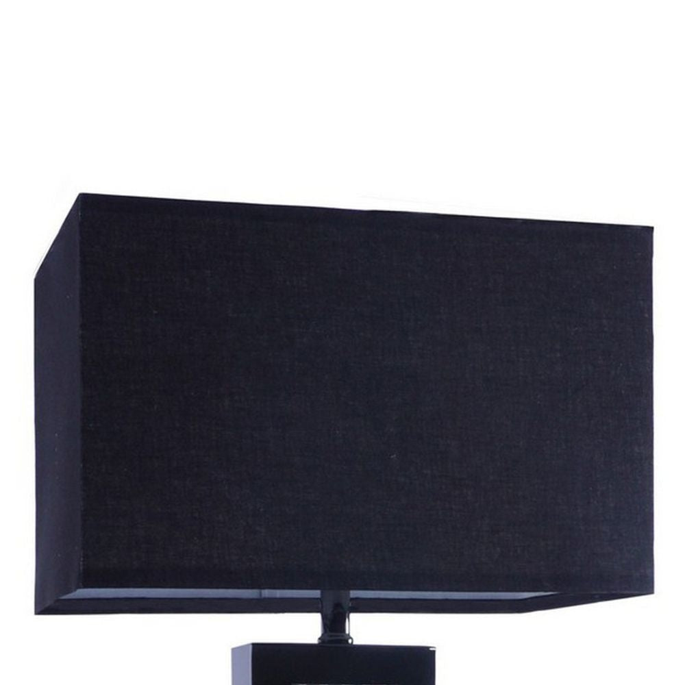 28 Nickel Table Lamp Black Fabric Shade LED Accents By Casagear Home BM300853