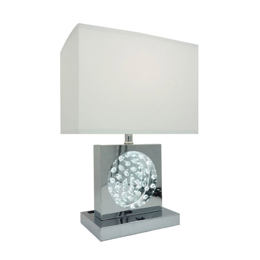 Rohi 22" Table Lamp, Fabric Shade, Chrome Base, LED Accents By Casagear Home