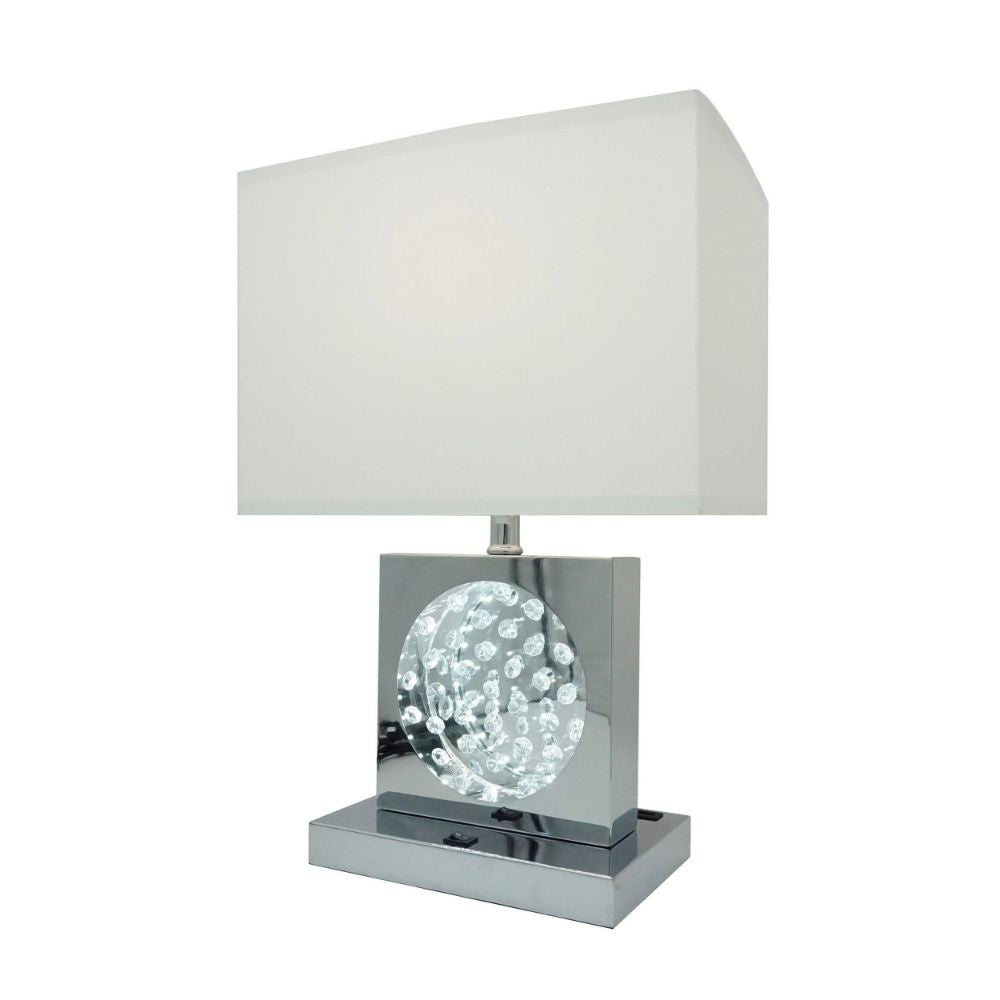 Rohi 22 Table Lamp Fabric Shade Chrome Base LED Accents By Casagear Home BM300855