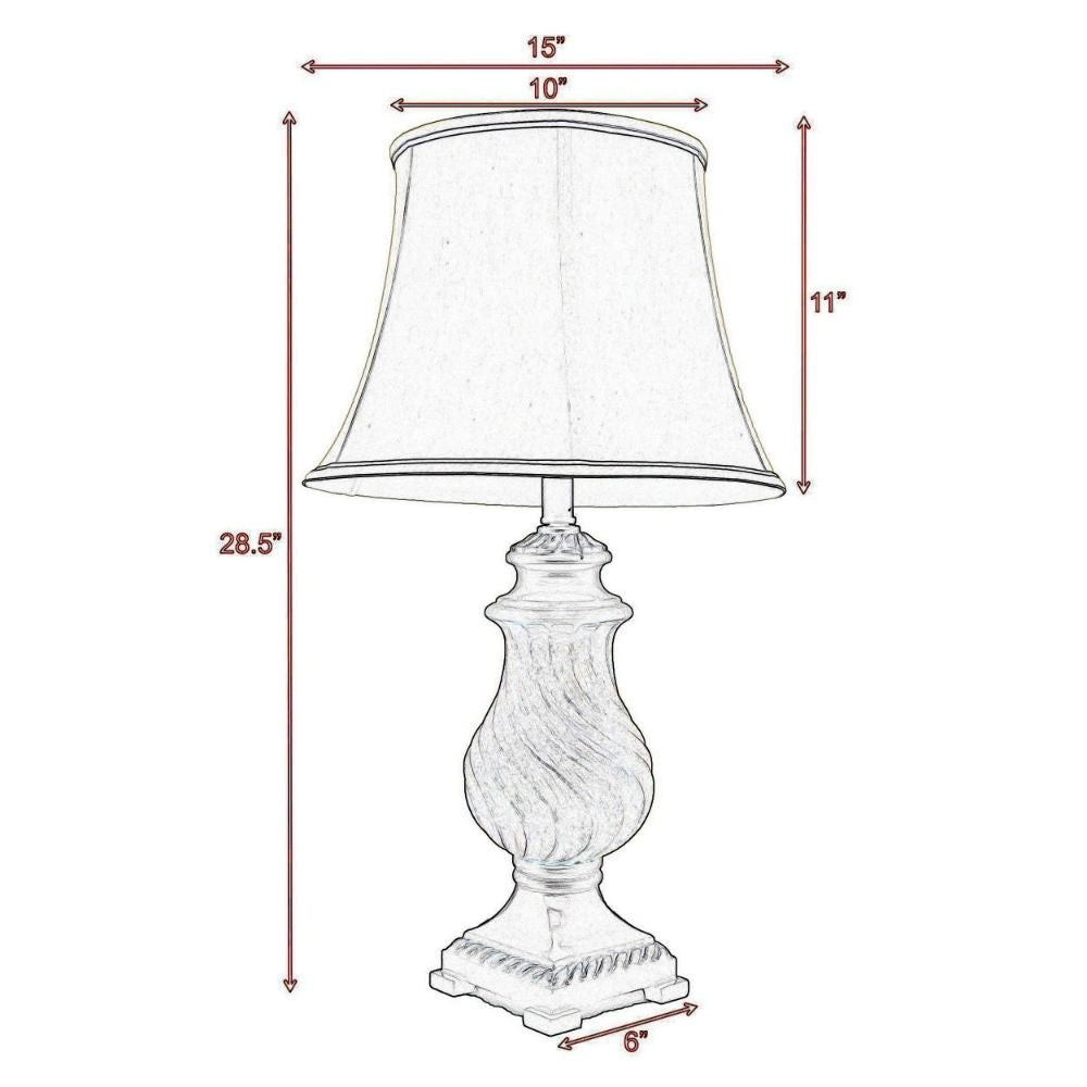 29 Table Lamp Traditional Beige Fabric Shade Plinth Base By Casagear Home BM300856