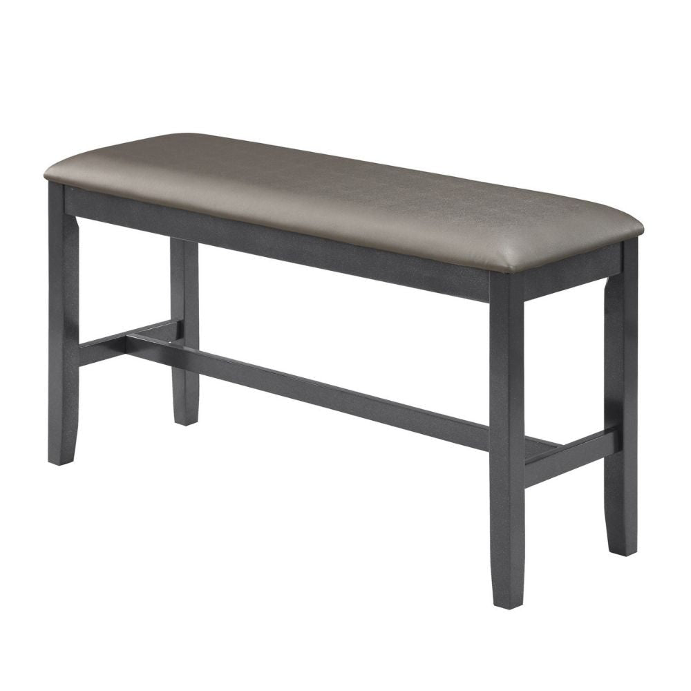 48 Dining Bench Padded Seating Gray Upholstery Black By Casagear Home BM300873