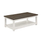 Mon 48" Coffee Table, Bottom Shelf, Brown Top, White Frame By Casagear Home