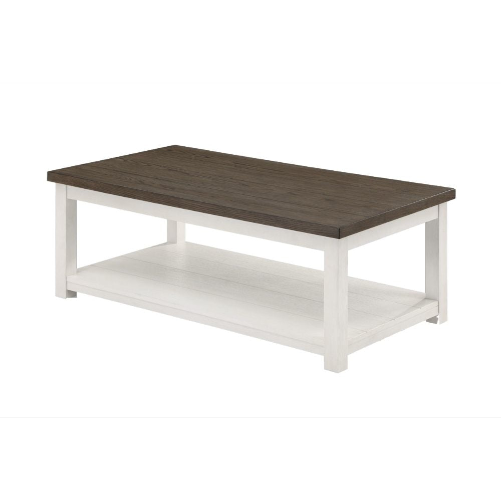 Mon 48 Coffee Table Bottom Shelf Brown Top White Frame By Casagear Home BM300877