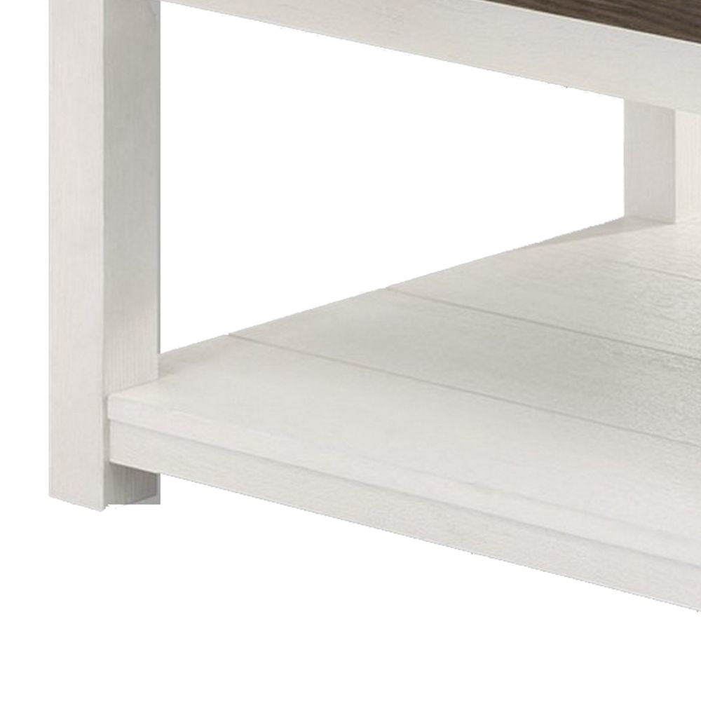 Mon 48 Coffee Table Bottom Shelf Brown Top White Frame By Casagear Home BM300877