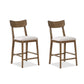 24" Counter Height Chair, Set of 2, Beige Fabric, Brown By Casagear Home