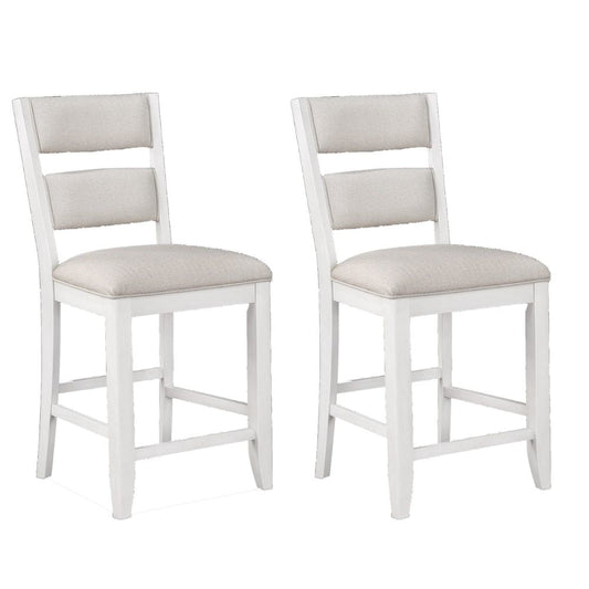 Kith 24" Counter Height Chairs, Set of 2, Padded Seat, White By Casagear Home