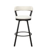 31 Swivel Bar Stool White Faux Leather Metal Set of 2 By Casagear Home BM300985