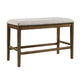 Carl 39" Counter Bench, Gray Fabric Seat, Light Oak Wood By Casagear Home