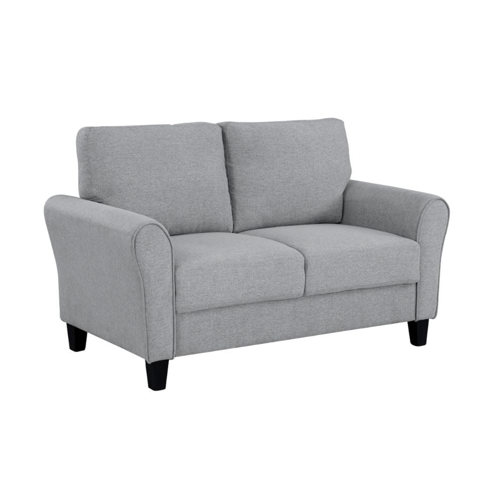 Engi 58" Loveseat, Gray Polyester, Attached Back Cushion By Casagear Home
