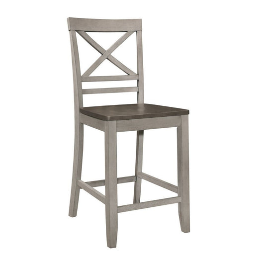 Brian 23" Counter Chair, Crossbuck Backrest, Gray, Brown By Casagear Home