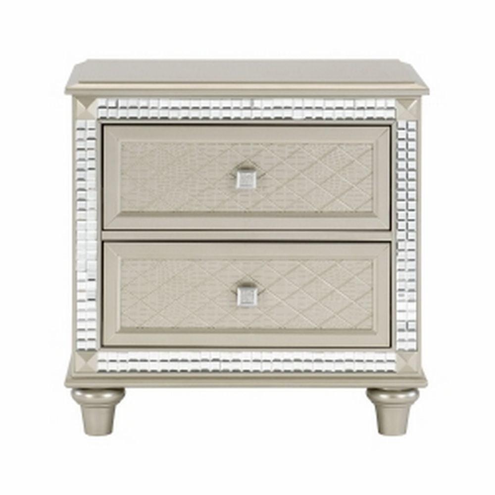 Juhi 29 Nightstand Acrylic Crystal Accents Silver Trim By Casagear Home BM301064
