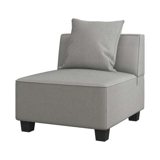 Jake 34" Armless Chair, Gray Polyester, Tapered Wooden Feet By Casagear Home