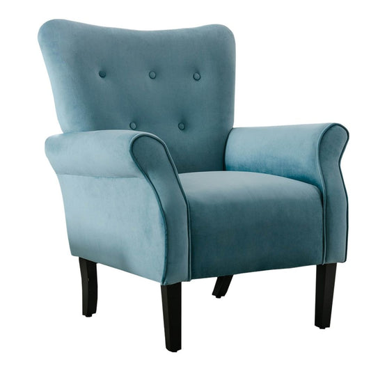Cilic 32" Accent Chair, Tufted Backrest, Blue Fabric By Casagear Home