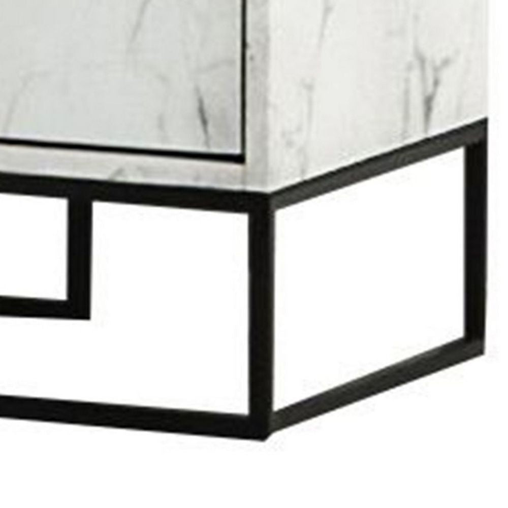 Noe Paul 24 Nightstand 2 Drawers Faux White Marble By Casagear Home BM301278