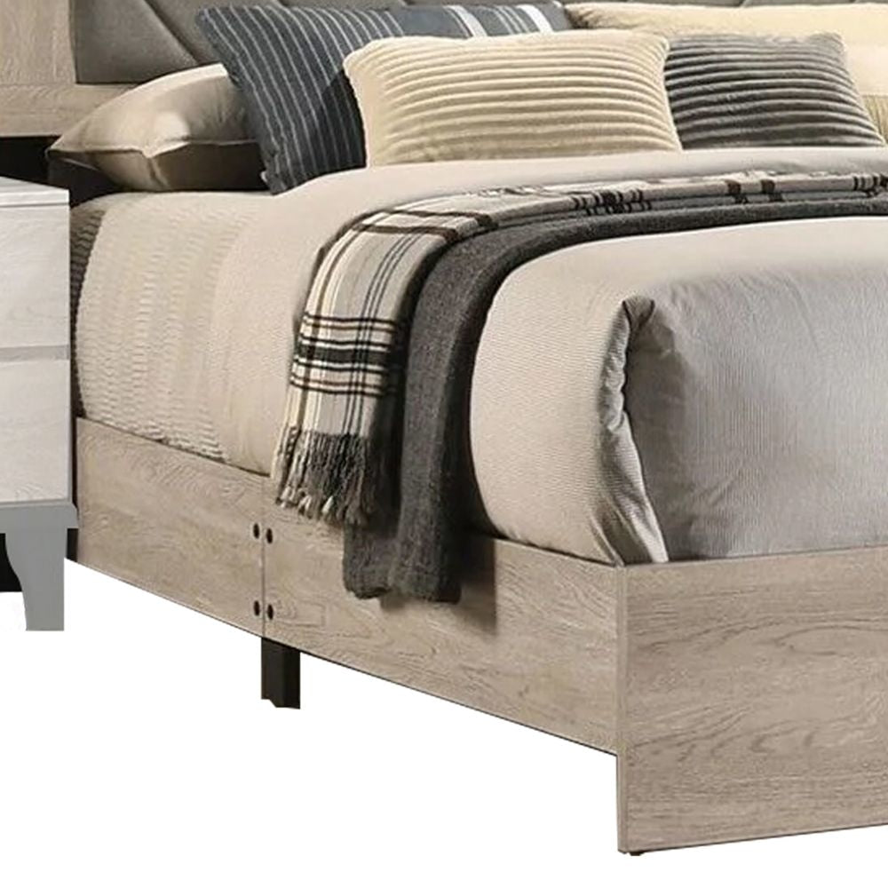 Cato California King Bed Upholstered Gray Headboard Cream By Casagear Home BM301357