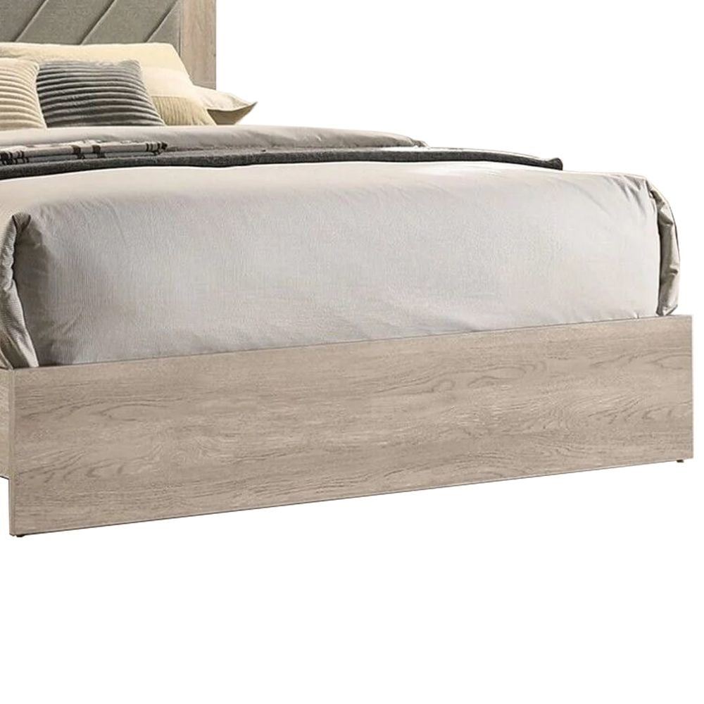 Cato Queen Size Bed Upholstered Gray Headboard Cream By Casagear Home BM301359