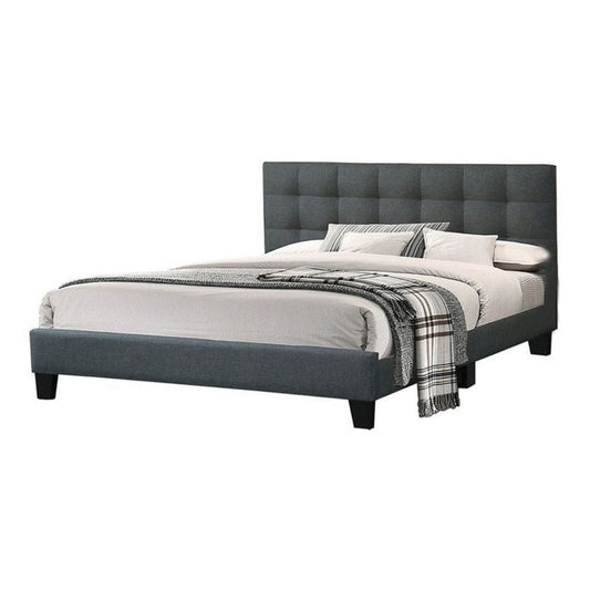 Dex California King Bed, Tufted Upholstery, Charcoal Gray By Casagear Home