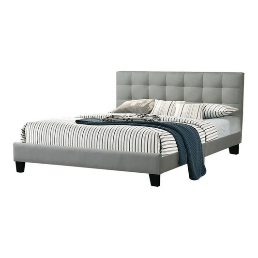Eve King Size Bed, Channel Tufting, Light Gray Upholstery By Casagear Home