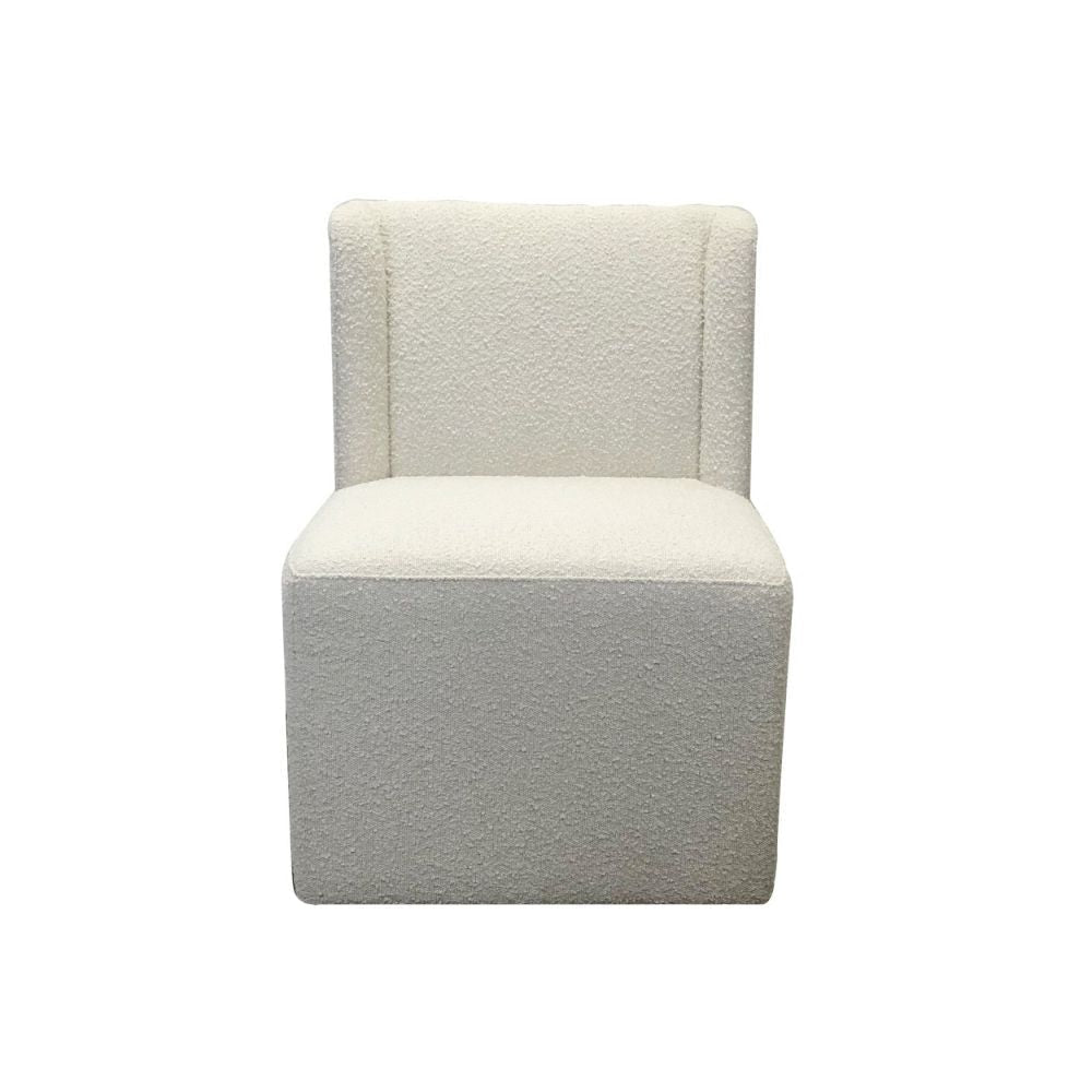 24 Swivel Dining Chairs Set of 2 Wingback White Boucle By Casagear Home BM301515