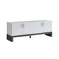 60 Inch TV Entertainment Console, 2 Cabinets, Metal Bar Handles, White By Casagear Home