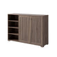 47 Inch Double Door Cabinet Console with 4 Open Shelves Dark Taupe Brown By Casagear Home BM301559