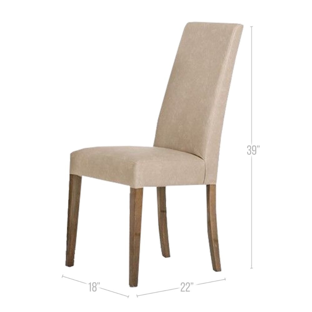 18 Dining Chair Set of 2 Beige Vegan Faux Leather By Casagear Home BM301700
