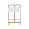 26 Counter Stool Gold Metal Frame White Faux Fur Seating By Casagear Home BM301729