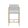 40 Counter Height Padded Stool White Fabric Brass Frame By Casagear Home BM301735