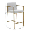 40 Counter Height Padded Stool White Fabric Brass Frame By Casagear Home BM301735