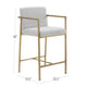 40 Counter Height Padded Stool White Fabric Brass Frame By Casagear Home BM301735
