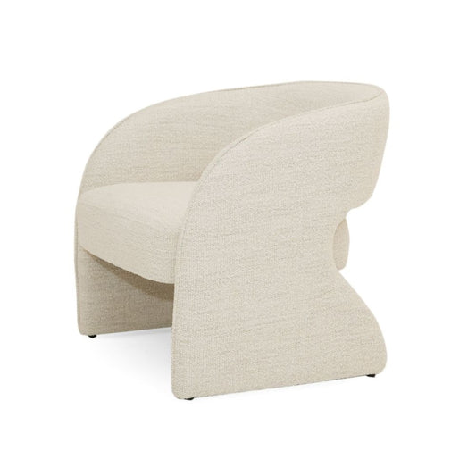31" Accent Chair, Cream Fabric, Curved Back, Plush SeatBy Casagear Home