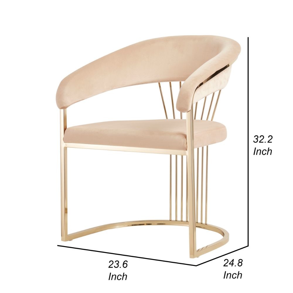24 Dining Chair Beige Velvet Seat Gold Cantilever Windsor By Casagear Home BM301777