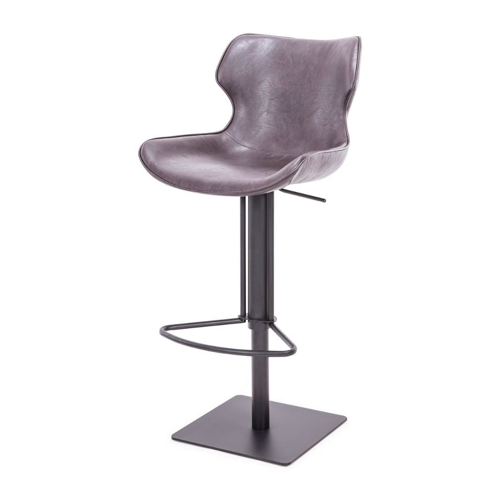 22-31 Adjustable Height Barstool Gray Vegan Faux Leather By Casagear Home BM301806
