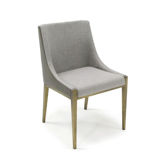 Cid Shyla 21 Inch Dining Chair, Gray Vegan Leather, Brass By Casagear Home