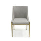 Cid Shyla 21 Inch Dining Chair Gray Vegan Leather Brass By Casagear Home BM301814
