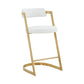 26" Counter Stool, Gold Cantilever Base, White Vegan Leather By Casagear Home
