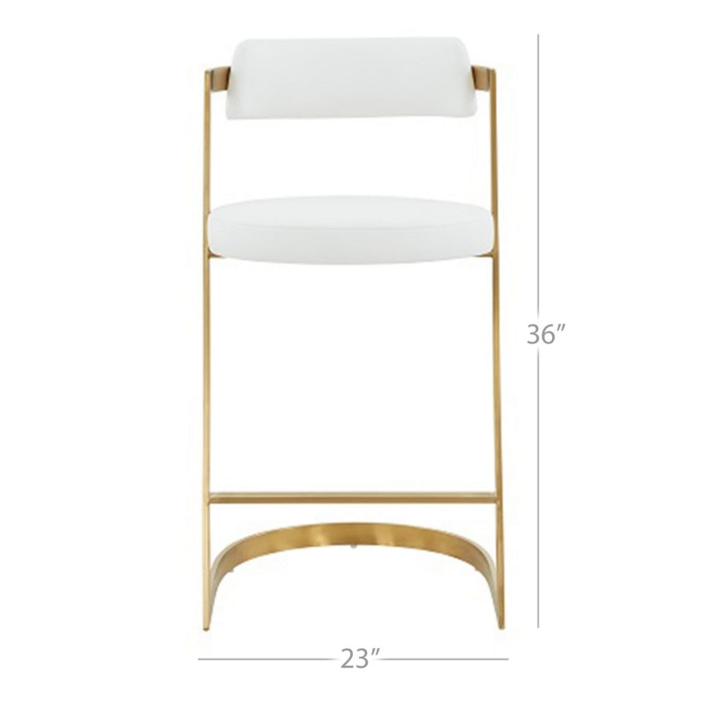 26 Counter Stool Gold Cantilever Base White Vegan Leather By Casagear Home BM301817