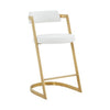 26" Counter Stool, Gold Cantilever Base, White Vegan Leather By Casagear Home